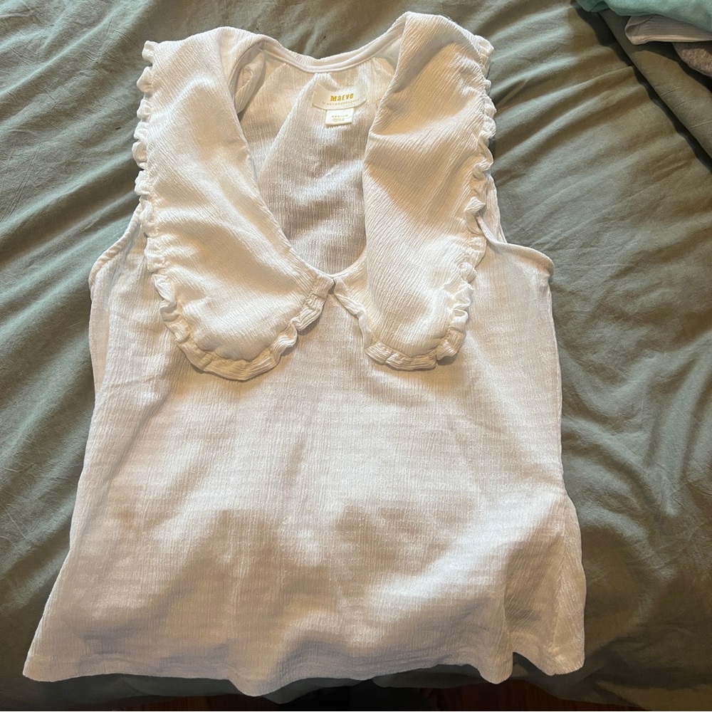 Anthropologie Maeve Ruffled Round-Collar Gingham Tank NWT